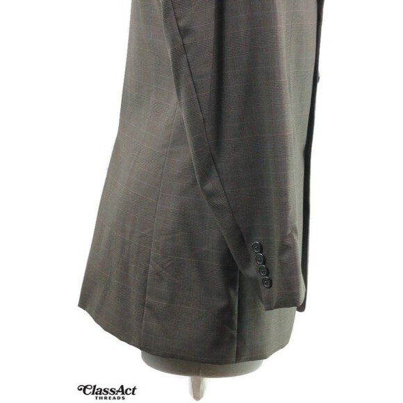 Jos A Bank 2 Piece Suit Mens Green Glen Plaid 3 Btn Wool 44L Pleated Fronts 36 W - Picture 6 of 10